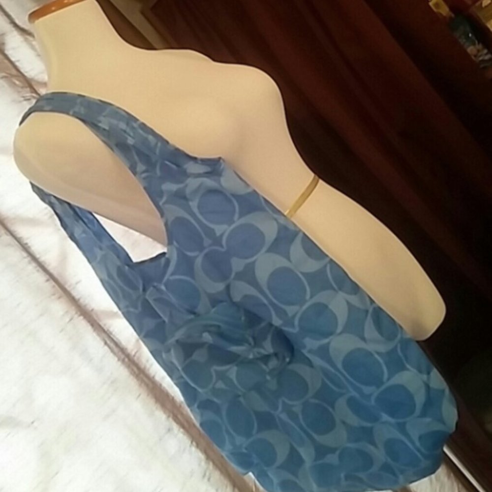 Coach blue packable logo tote bag shopper